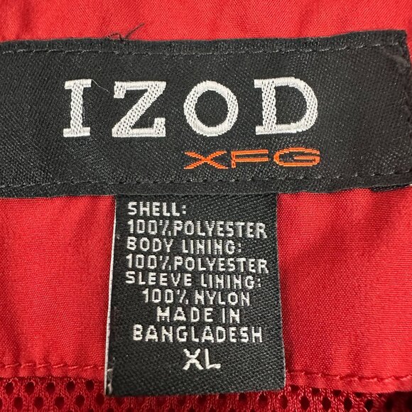 Izod XFG Red V-Neck Pullover Windbreaker Jacket XL - Picture 4 of 6